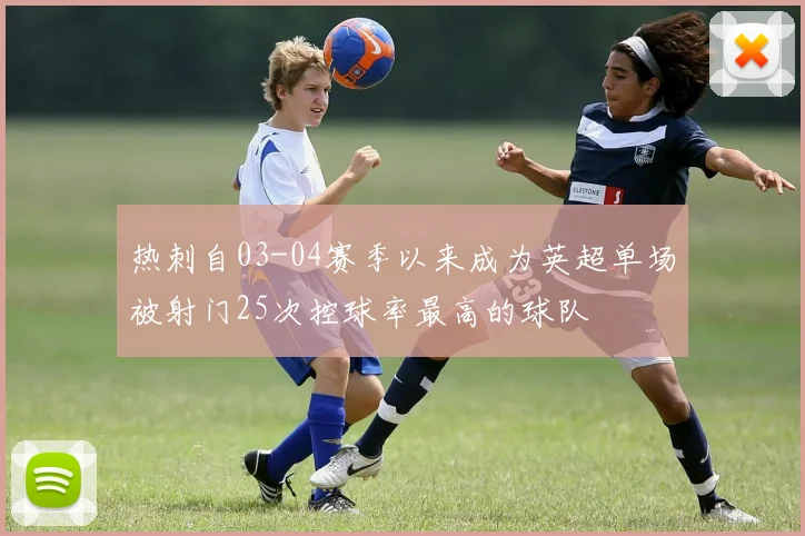热刺自03-04赛季以来成为英超单场被射门25次控球率最高的球队